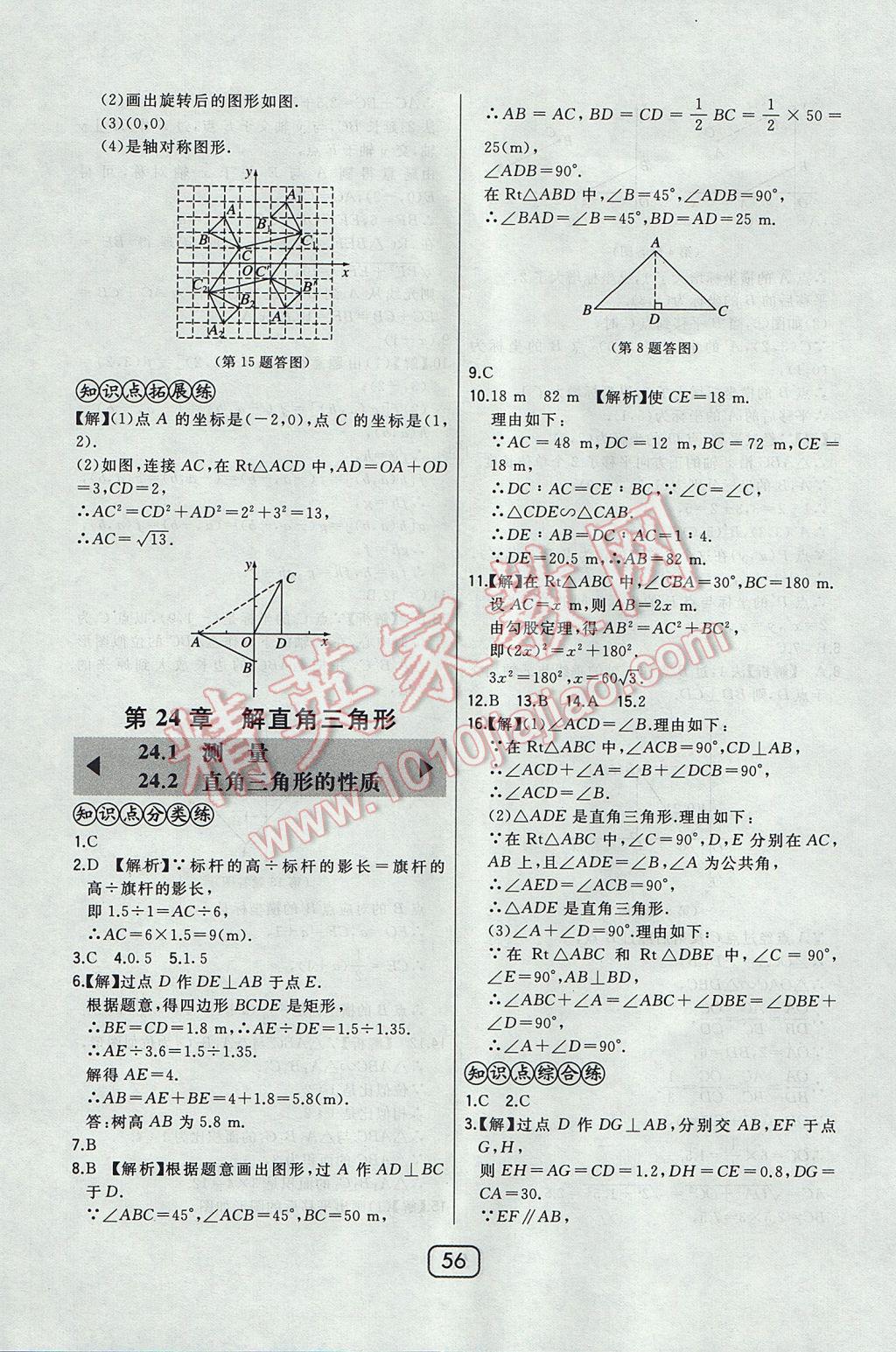 2017年北大綠卡九年級數(shù)學(xué)上冊華師大版 參考答案第39頁