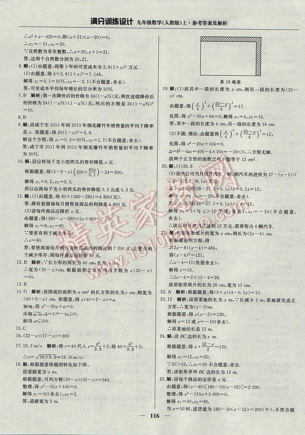 2017年滿分訓(xùn)練設(shè)計(jì)九年級(jí)數(shù)學(xué)上冊(cè)人教版 參考答案第5頁(yè)