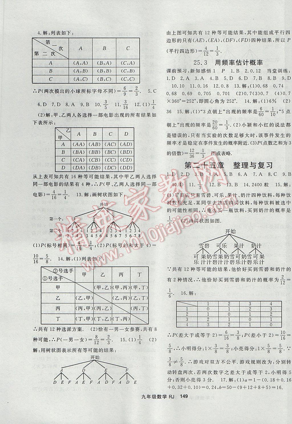 2017年名师大课堂九年级数学上册人教版 参考答案第13页