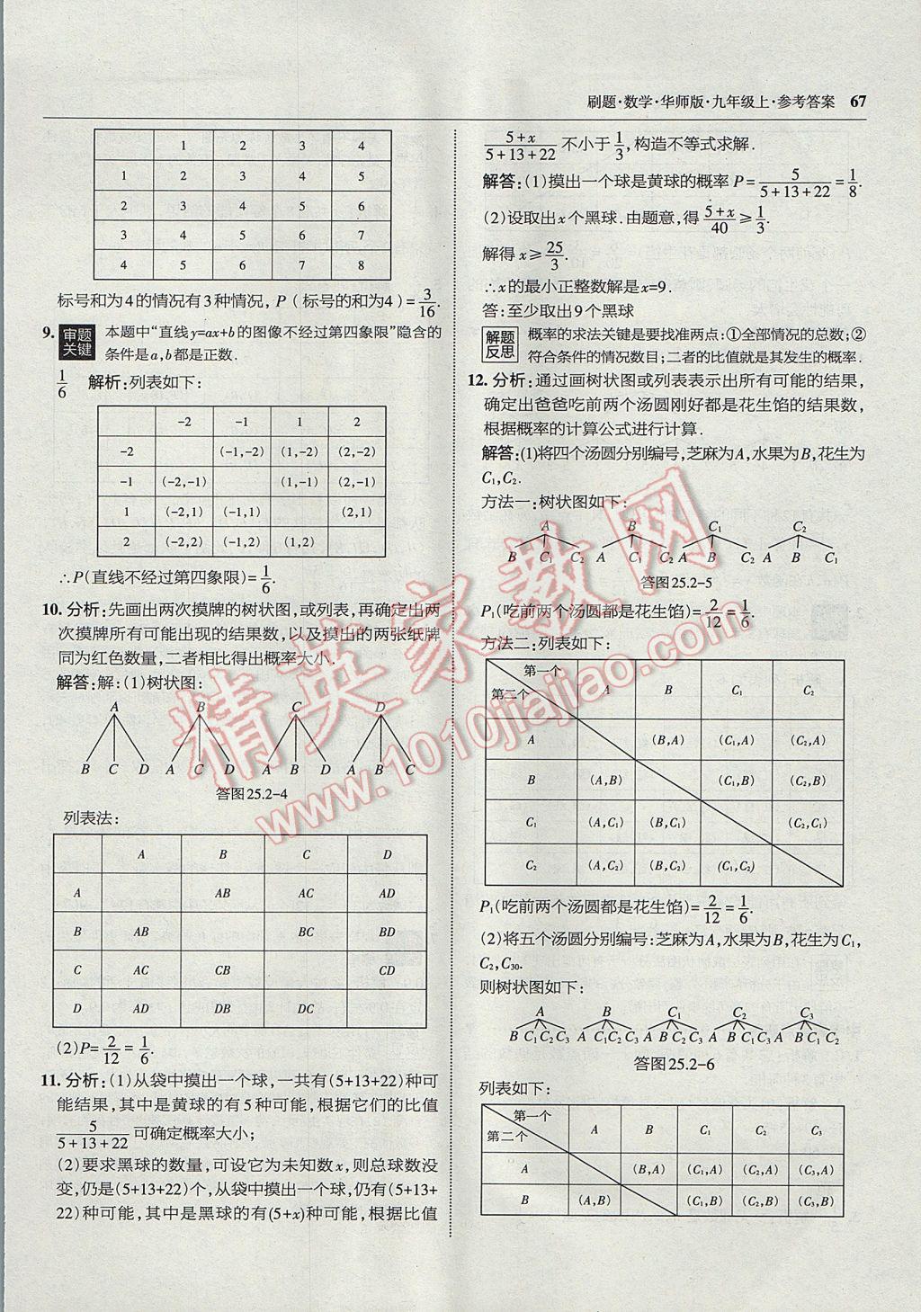 2017年北大绿卡刷题九年级数学上册华师大版 参考答案第38页