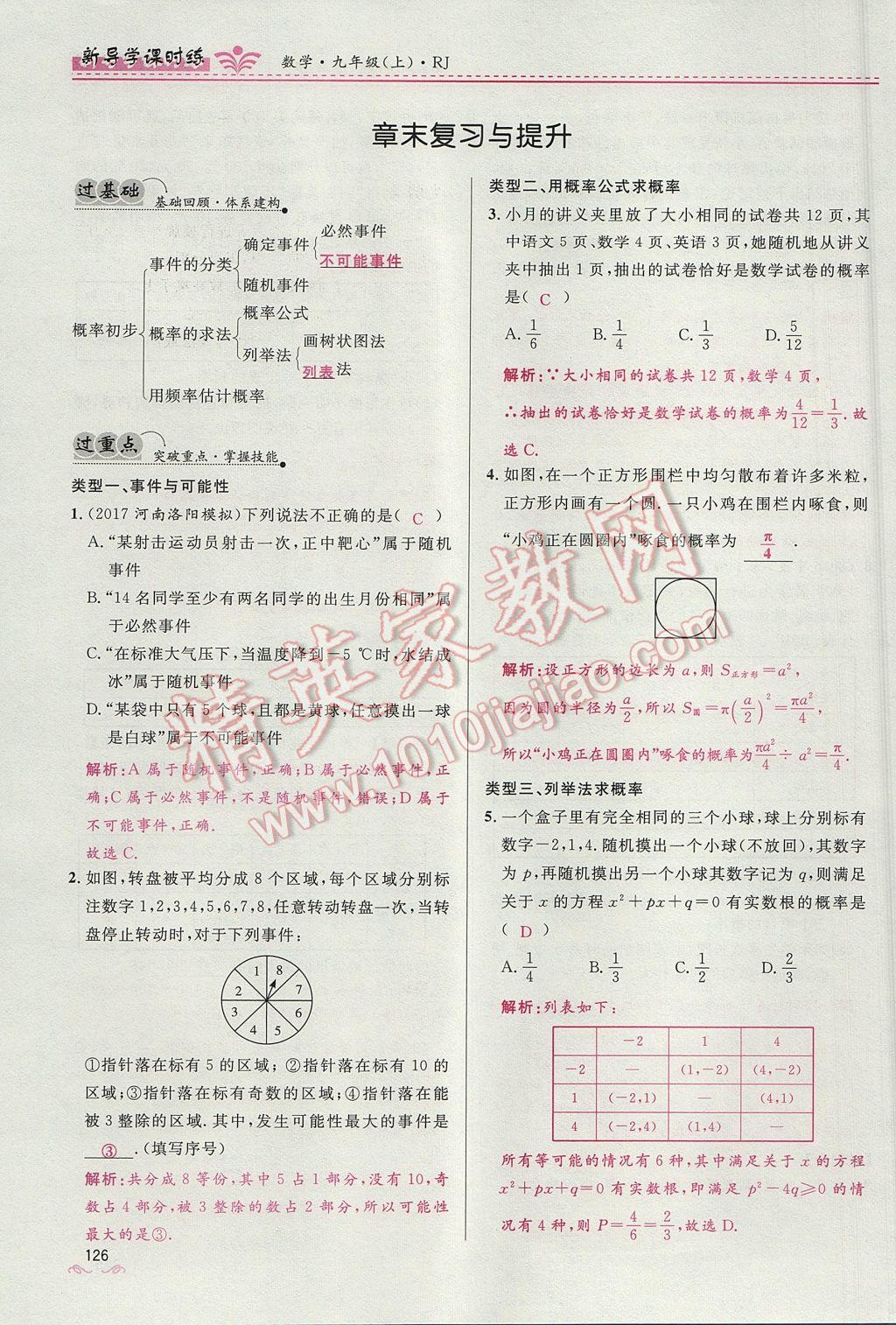 2017年奪冠百分百新導學課時練九年級數(shù)學上冊人教版 第二十五章 概率初步第121頁