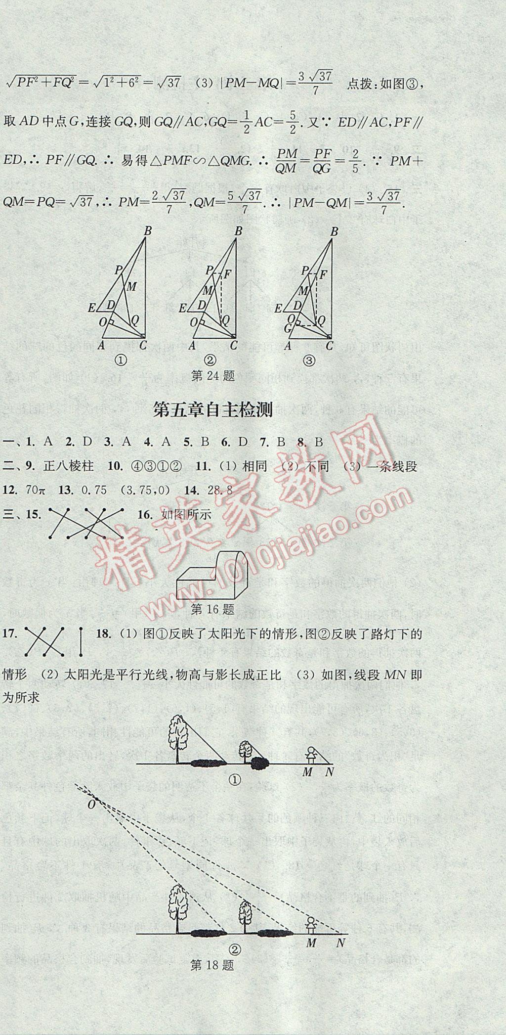 2017年通城学典课时作业本九年级数学上册北师大版 参考答案第54页