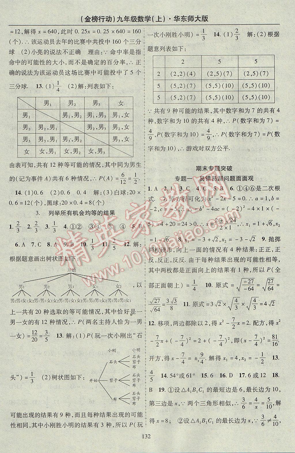 2017年金榜行動(dòng)課時(shí)導(dǎo)學(xué)案九年級(jí)數(shù)學(xué)上冊(cè)華師大版 參考答案第12頁(yè)