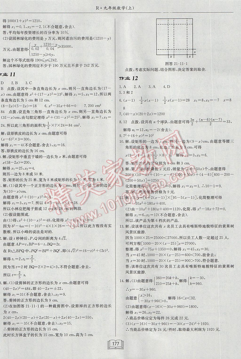 2017年启东中学作业本九年级数学上册人教版 参考答案第5页