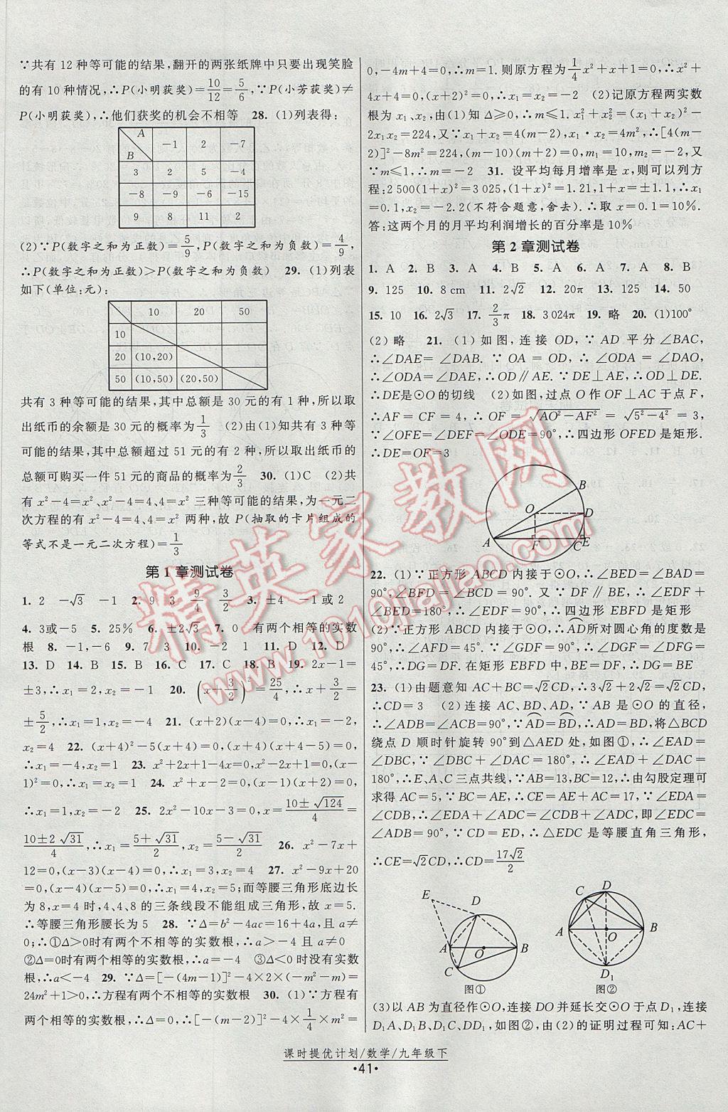 2017年課時(shí)提優(yōu)計(jì)劃作業(yè)本九年級數(shù)學(xué)上冊蘇科版 參考答案第17頁