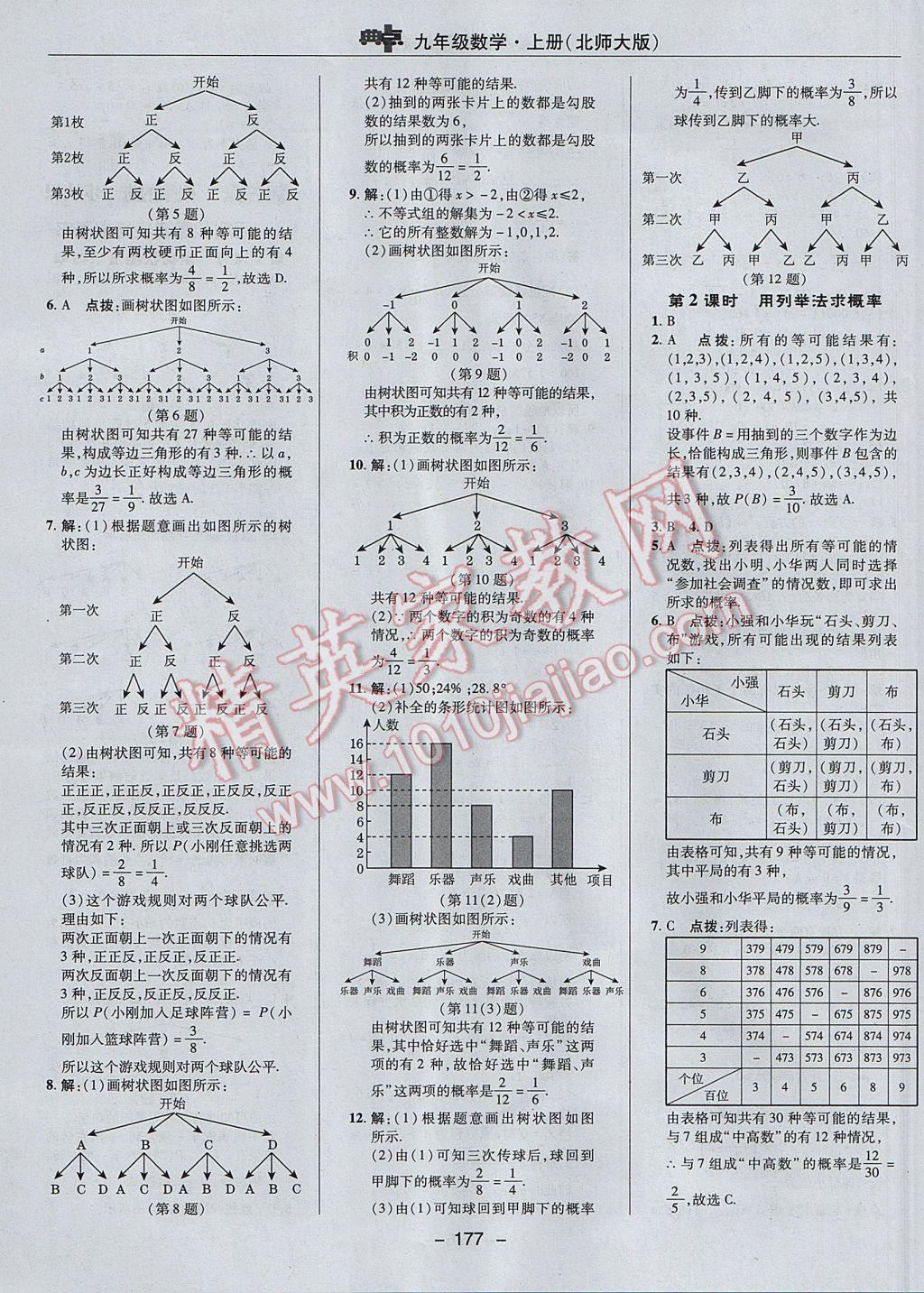 2017年综合应用创新题典中点九年级数学上册北师大版 参考答案第27页