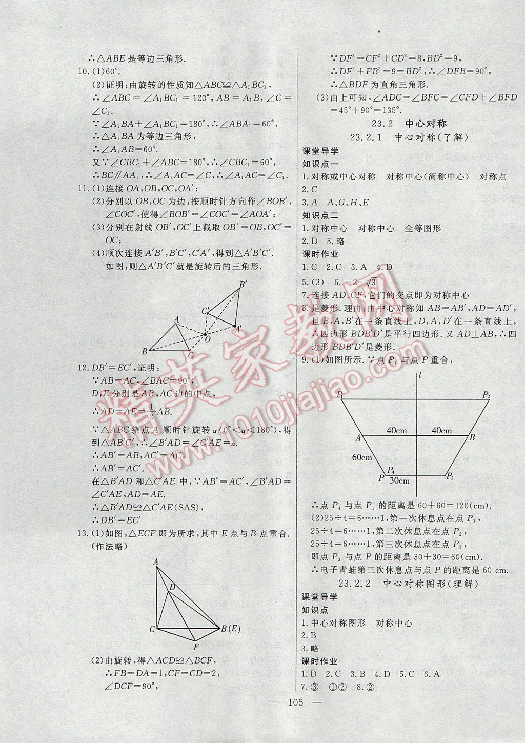 2017年自主訓(xùn)練九年級數(shù)學(xué)上冊人教版 參考答案第9頁