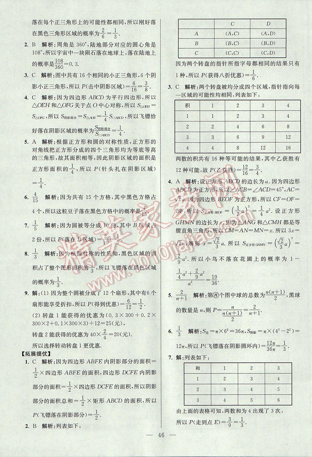 2017年初中數(shù)學小題狂做九年級上冊蘇科版提優(yōu)版 參考答案第46頁