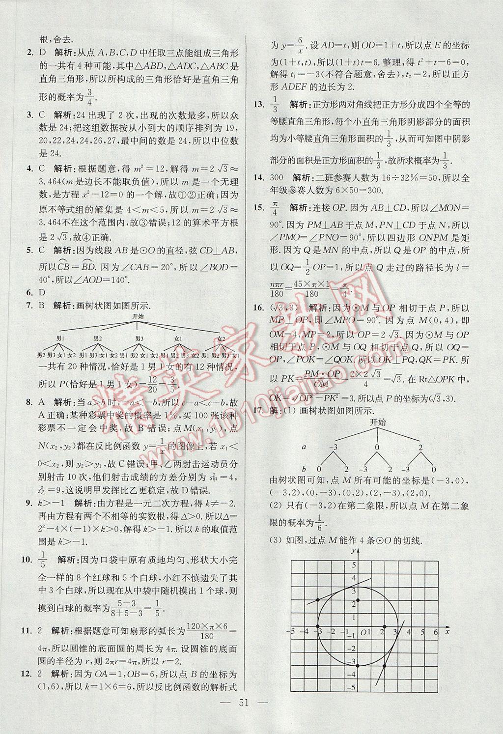 2017年初中数学小题狂做九年级上册苏科版提优版 参考答案第51页