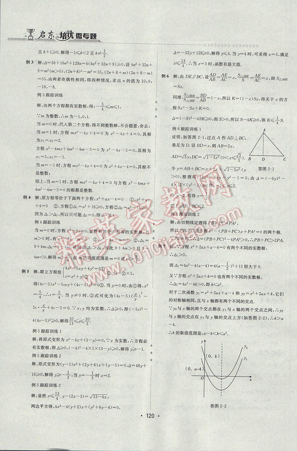 2017年启东培优微专题九年级数与代数&nbsp;参考答案第3页