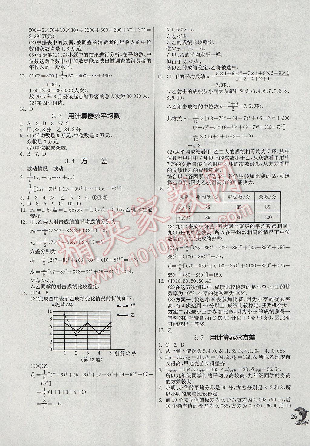 2017年實(shí)驗(yàn)班提優(yōu)訓(xùn)練九年級(jí)數(shù)學(xué)上冊(cè)蘇科版 參考答案第26頁