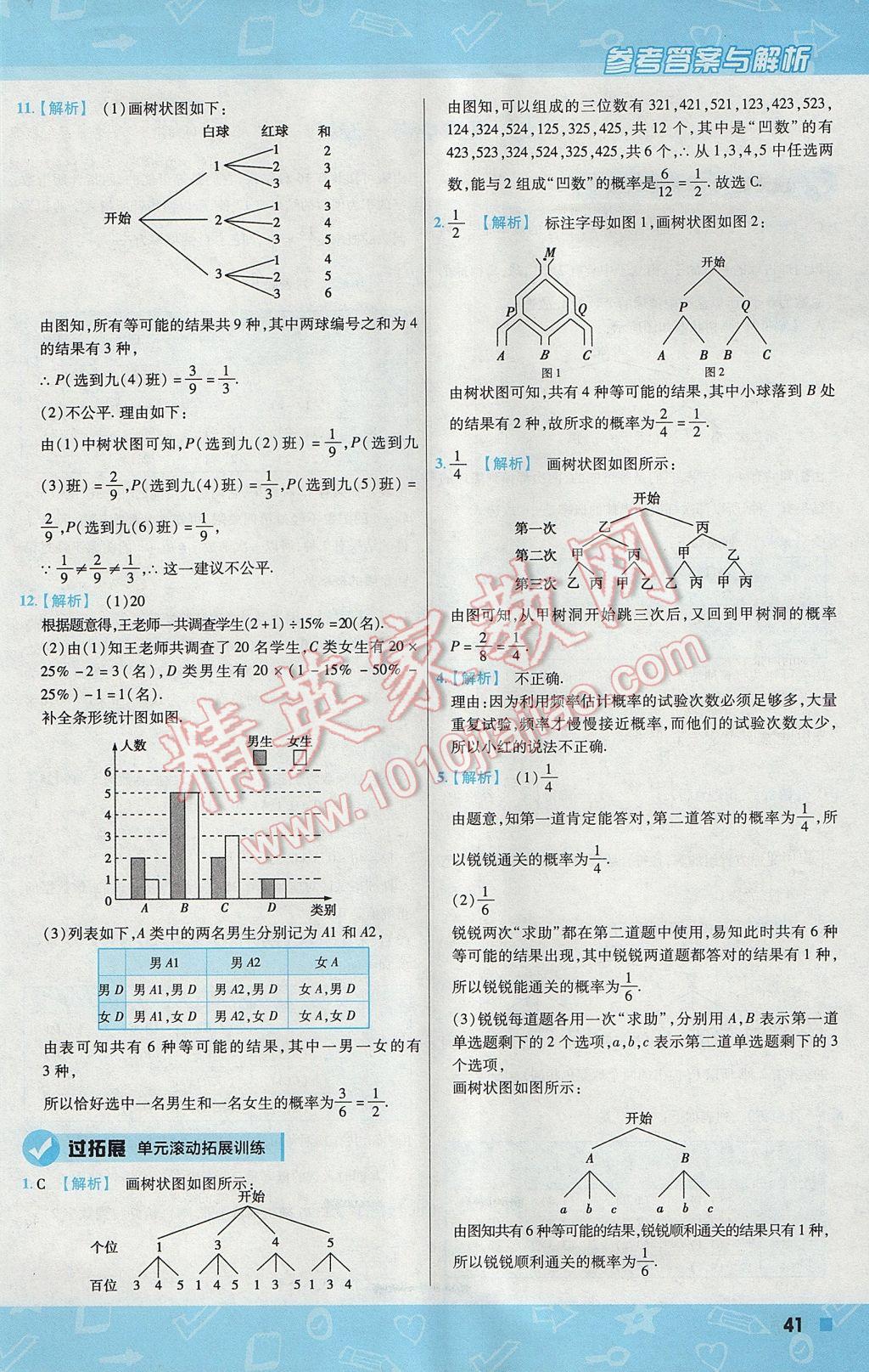 2017年一遍過初中數(shù)學(xué)九年級上冊北師大版 參考答案第41頁