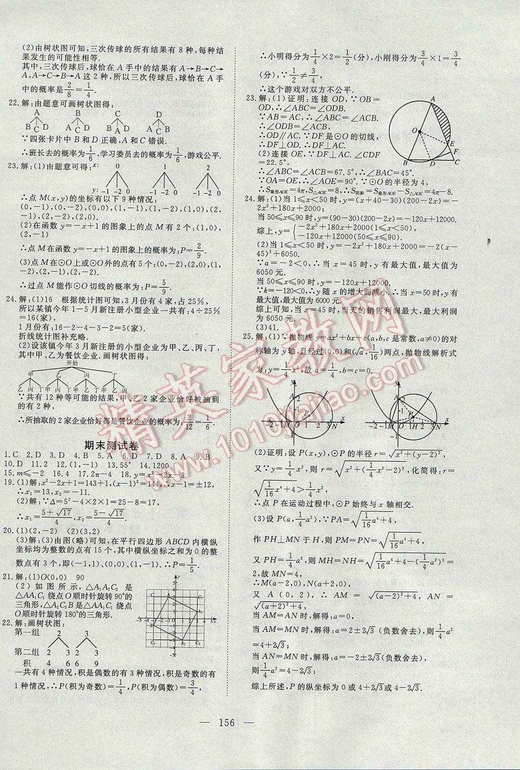 2017年351高效课堂导学案九年级数学上册 参考答案第20页