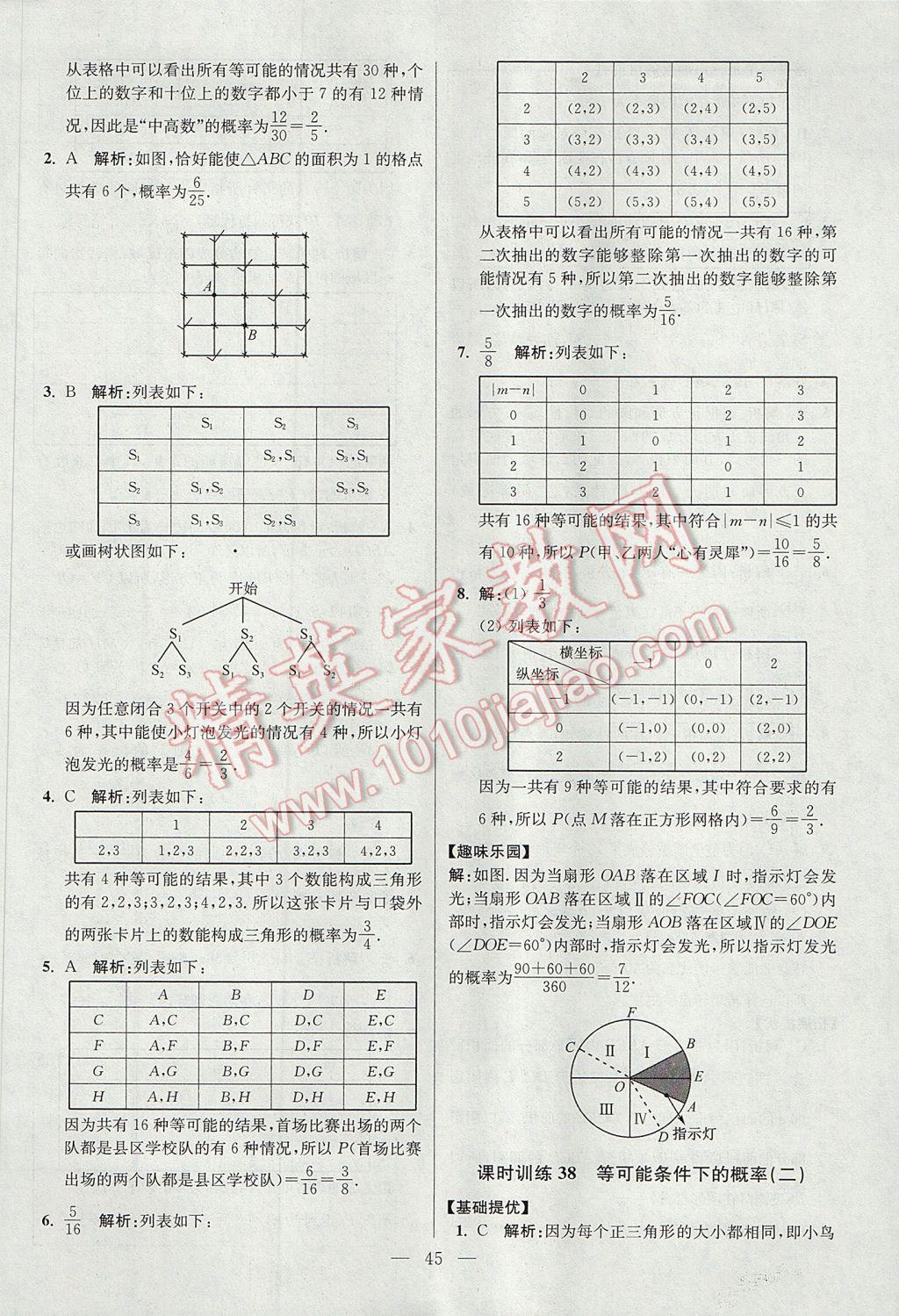 2017年初中数学小题狂做九年级上册苏科版提优版 参考答案第45页