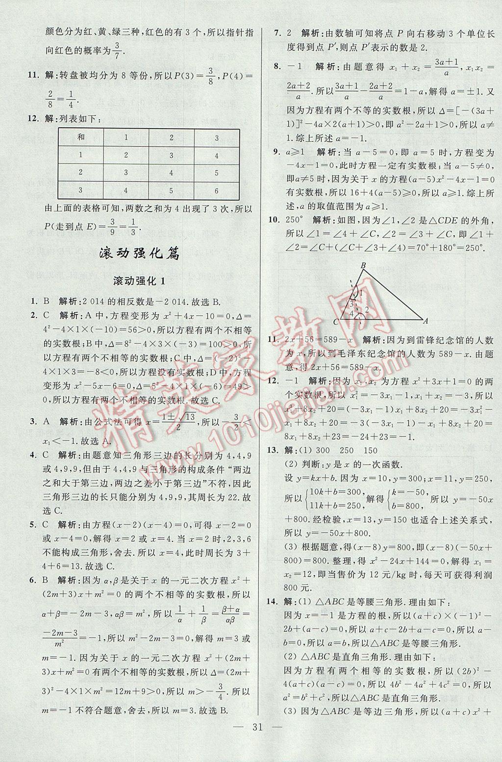 2017年初中數(shù)學(xué)小題狂做九年級(jí)上冊(cè)蘇科版課時(shí)版 參考答案第31頁(yè)