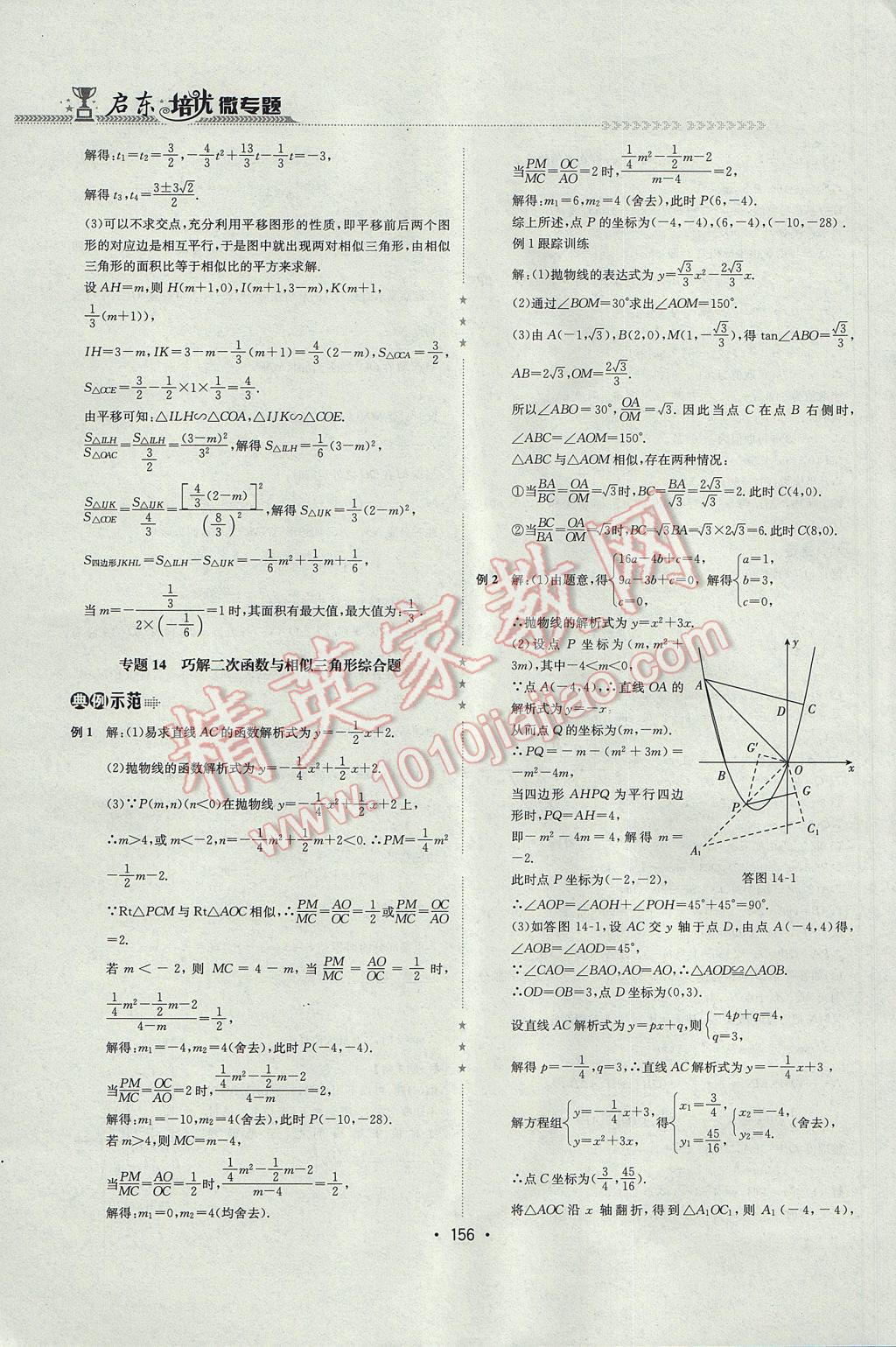 2017年启东培优微专题九年级数与代数&nbsp;参考答案第39页