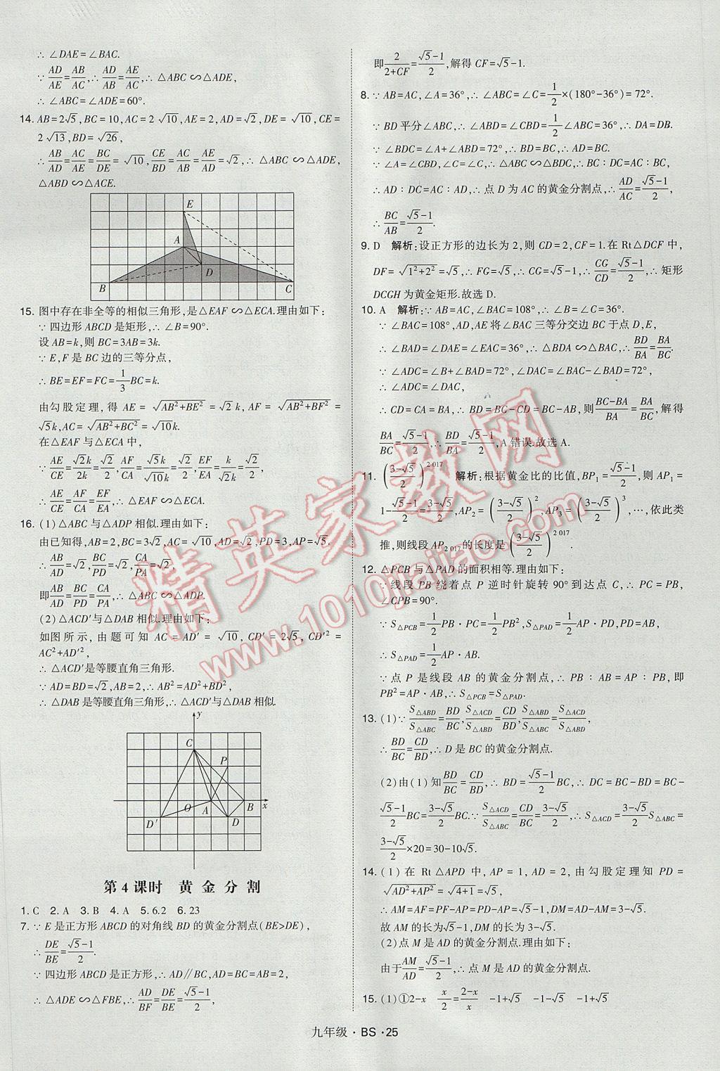 2017年經(jīng)綸學(xué)典學(xué)霸九年級數(shù)學(xué)全一冊北師大版 參考答案第25頁