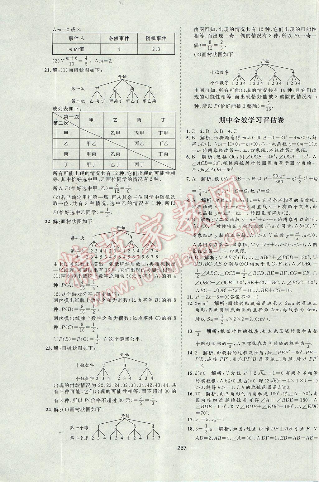 2017年陽(yáng)光計(jì)劃九年級(jí)數(shù)學(xué)人教版 參考答案第59頁(yè)