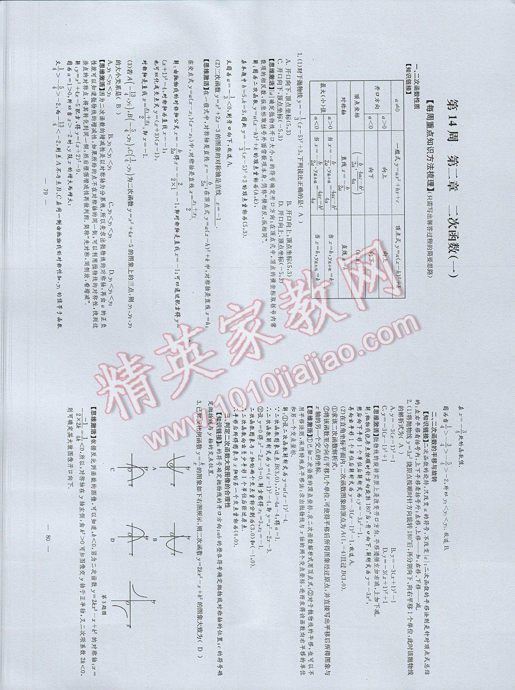 2017年初中數(shù)學(xué)每周過手最佳方案九年級(jí)全一冊 參考答案第78頁