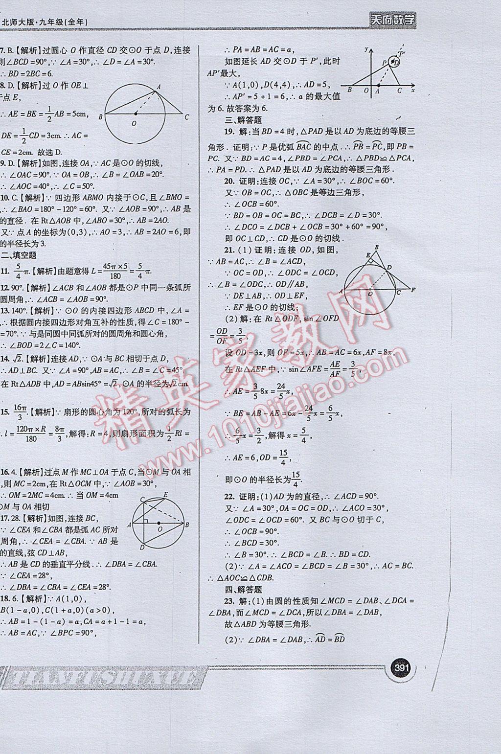 2017年天府数学九年级全一册北师大版 参考答案第119页