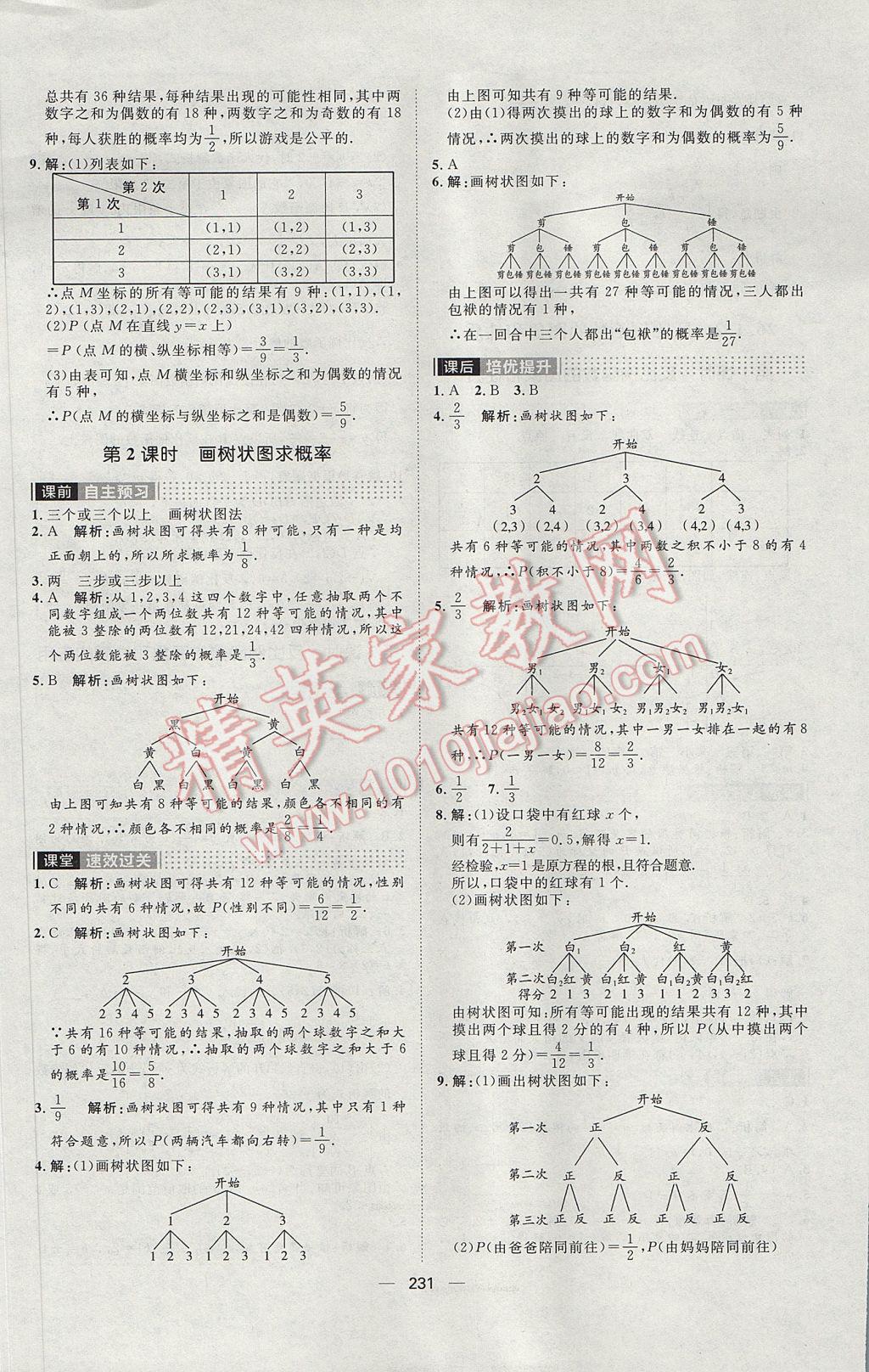 2017年陽光計劃九年級數(shù)學人教版 參考答案第33頁