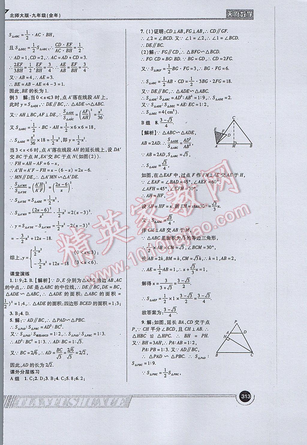 2017年天府数学九年级全一册北师大版 参考答案第41页