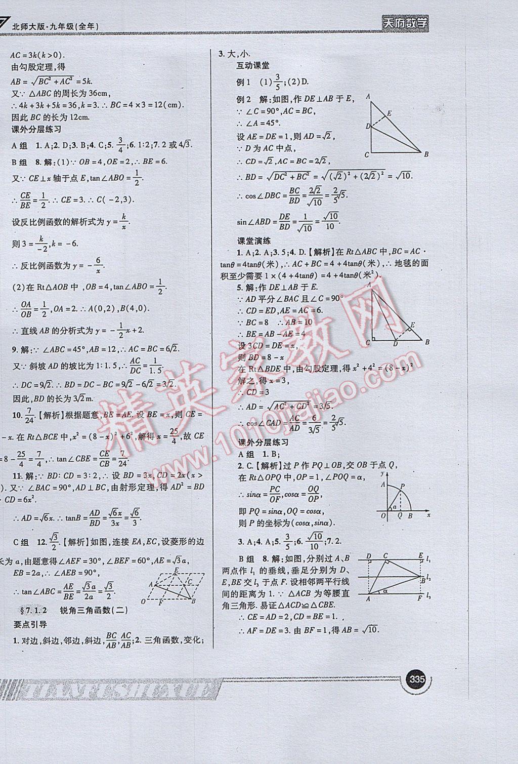 2017年天府数学九年级全一册北师大版 参考答案第63页