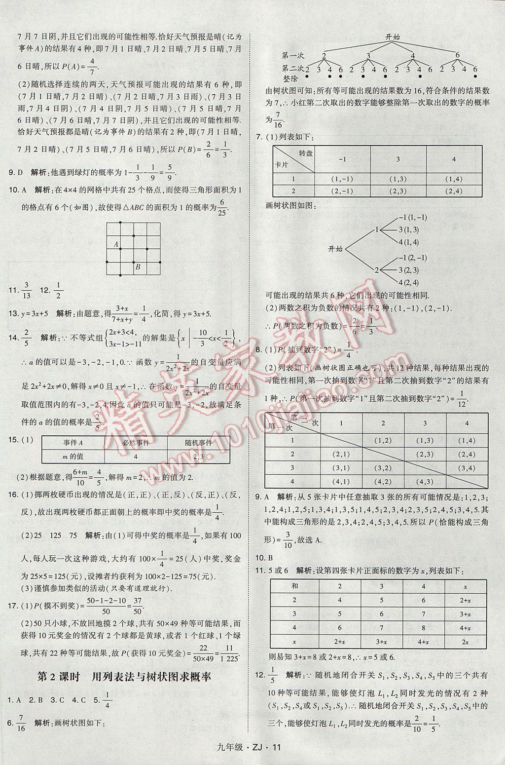 2017年經(jīng)綸學典學霸九年級數(shù)學全一冊浙教版 參考答案第11頁