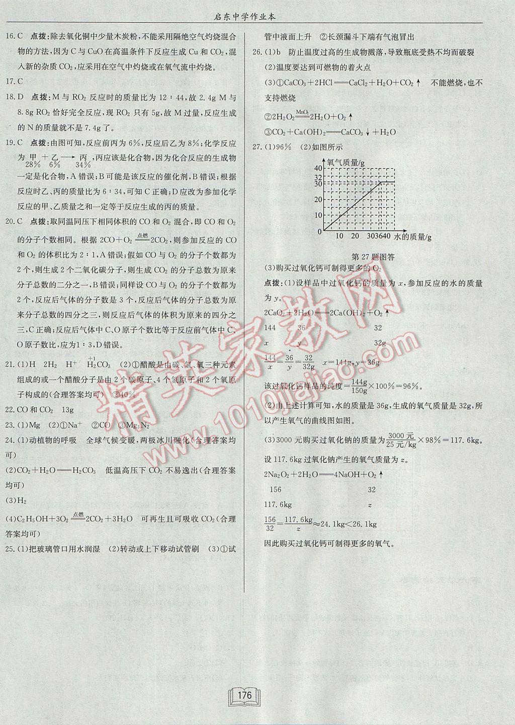 2017年啟東中學(xué)作業(yè)本九年級化學(xué)上冊人教版 參考答案第32頁