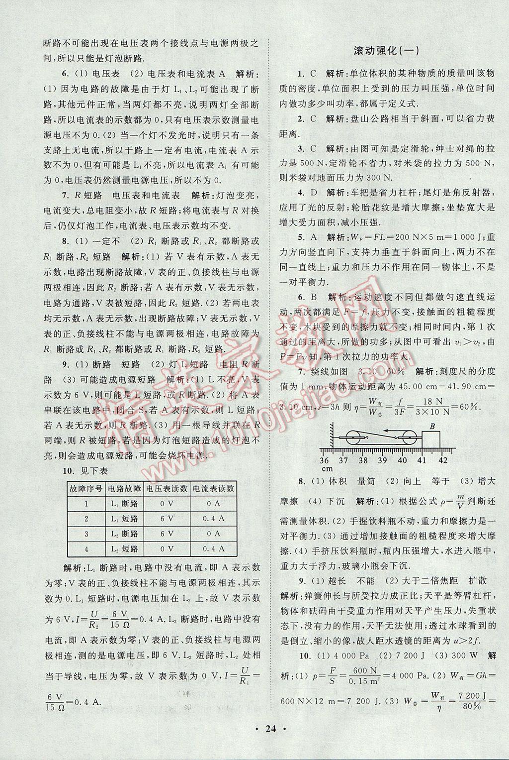 2017年初中物理小题狂做九年级上册苏科版课时版 参考答案第24页