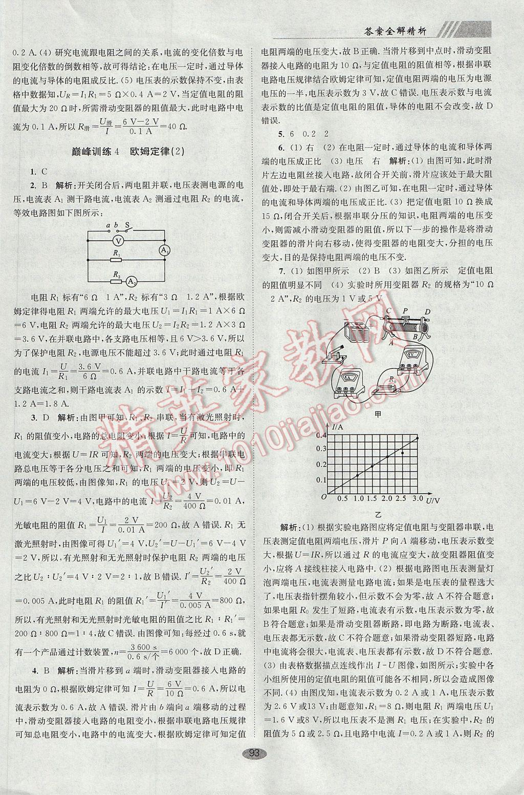 2017年初中物理小題狂做九年級(jí)上冊(cè)蘇科版巔峰版 參考答案第17頁(yè)