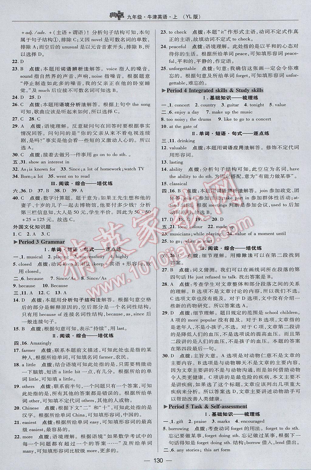 2017年綜合應用創(chuàng)新題典中點九年級牛津英語上冊譯林版 參考答案第22頁