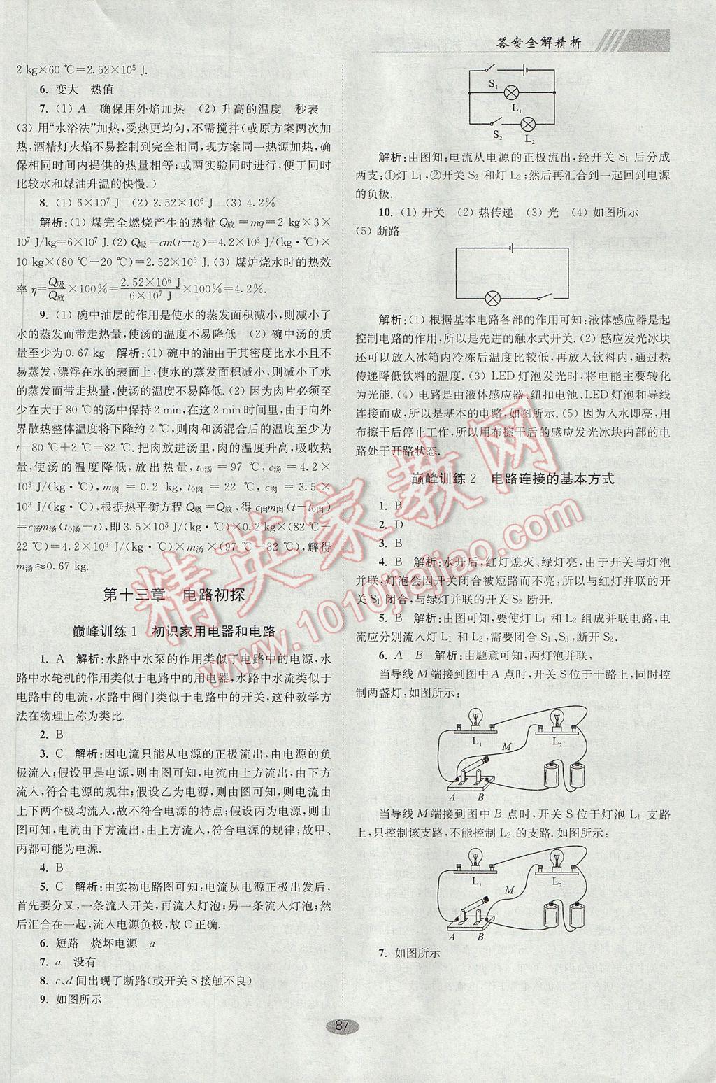 2017年初中物理小題狂做九年級(jí)上冊蘇科版巔峰版 參考答案第11頁