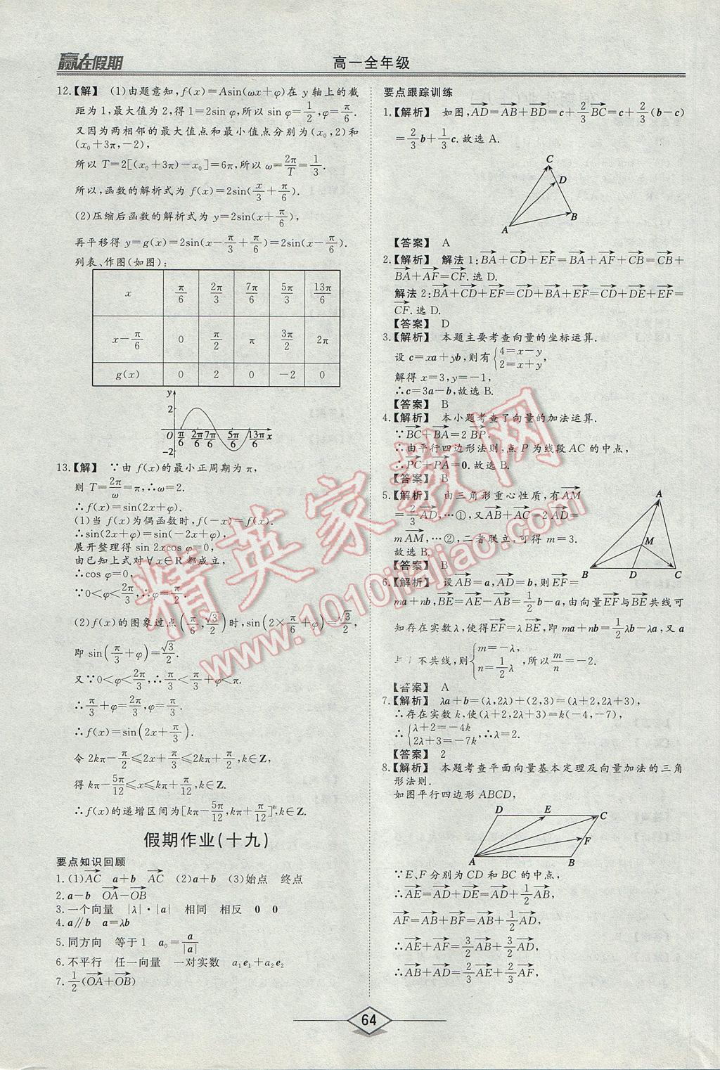 2017年學(xué)易優(yōu)一本通系列叢書贏在假期暑假高一年級(jí)數(shù)學(xué)全一冊(cè) 參考答案第22頁(yè)