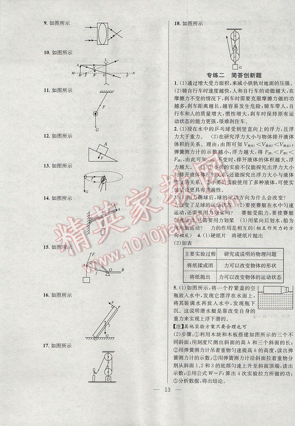 2017年暑假訓(xùn)練營學(xué)年總復(fù)習(xí)八年級(jí)物理滬科版 參考答案第5頁