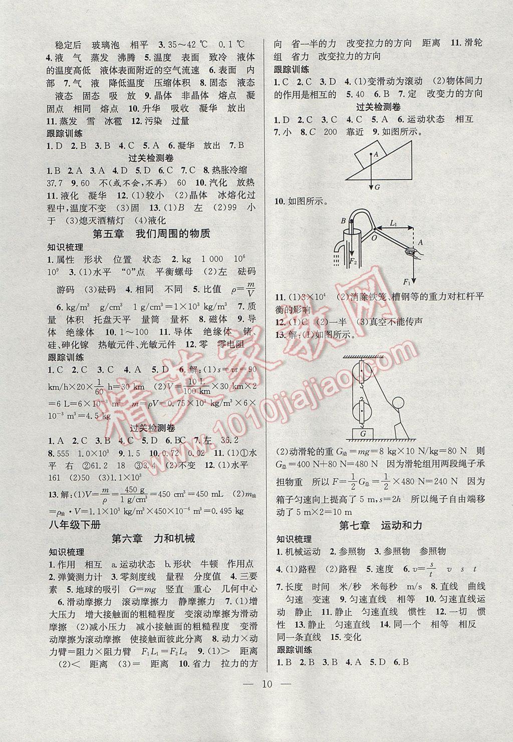 2017年德華書業(yè)暑假訓(xùn)練營學(xué)年總復(fù)習(xí)八年級物理滬粵版 參考答案第2頁