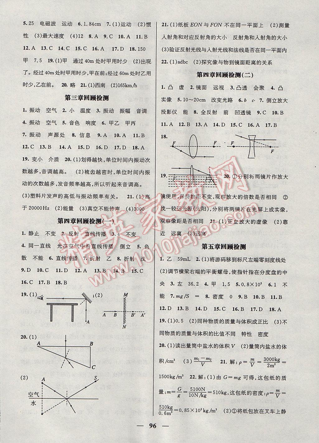 2017年鸿鹄志文化期末冲刺王暑假作业八年级物理沪科版 参考答案第6页