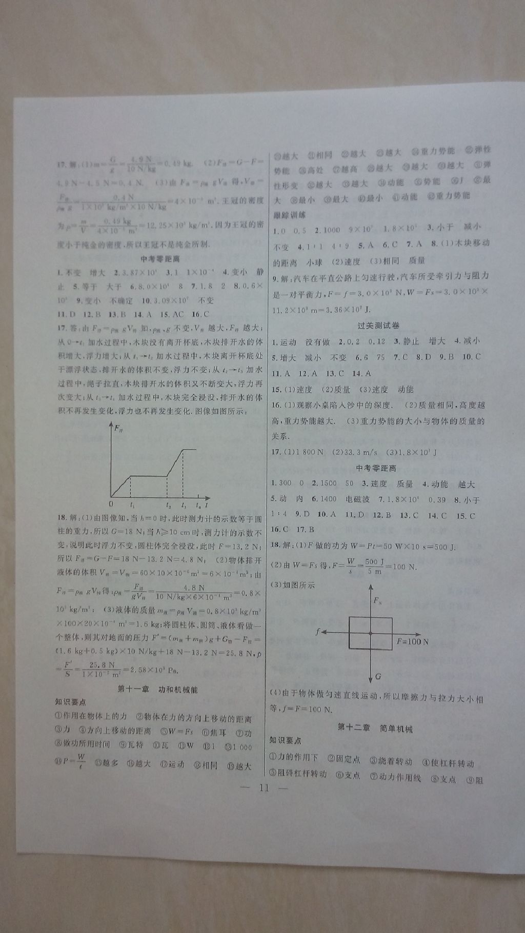 2017年暑假总动员八年级物理人教版合肥工业大学出版社 参考答案第3页