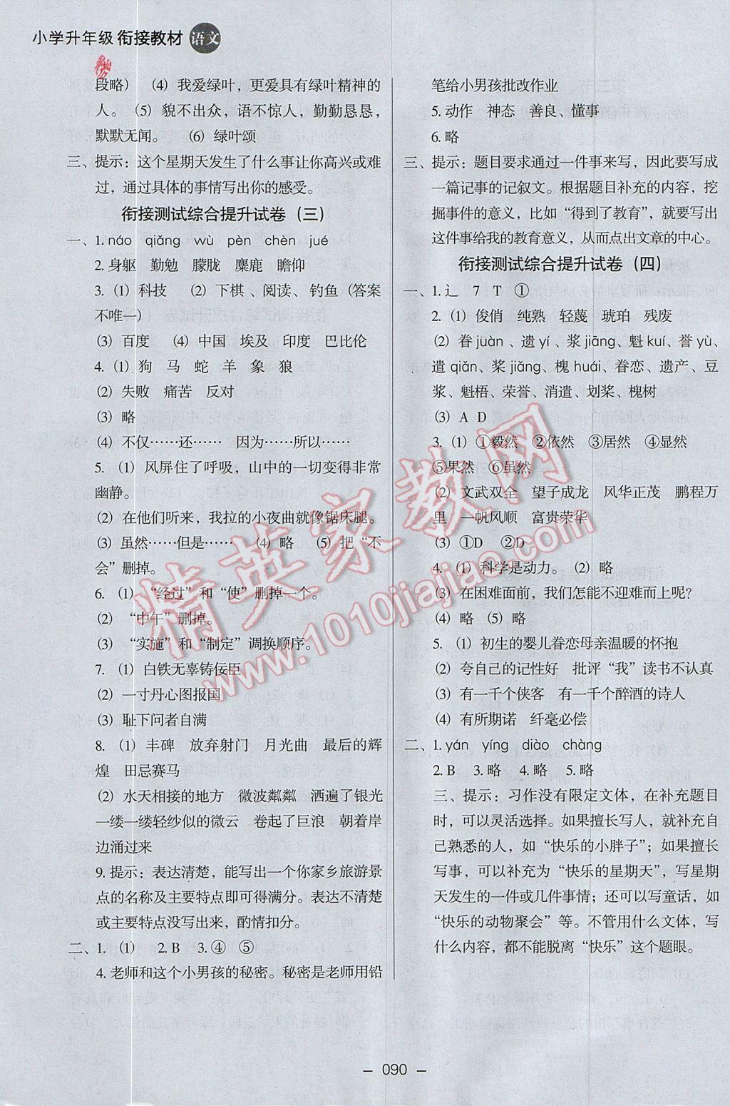 2017年欣鷹圖書小學(xué)升年級(jí)銜接教材5升6年級(jí)語(yǔ)文 參考答案第7頁(yè)