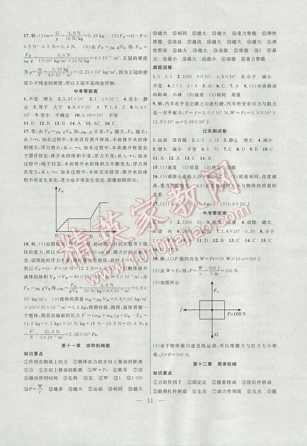 2017年暑假总动员八年级物理人教版合肥工业大学出版社 参考答案第3页