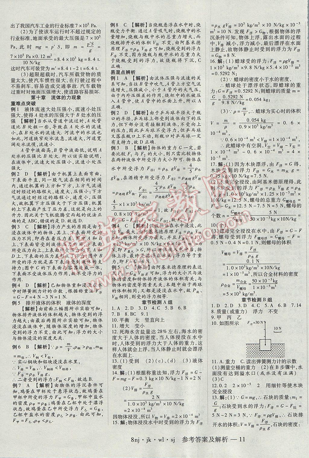 2017年金象教育U計(jì)劃學(xué)期系統(tǒng)復(fù)習(xí)暑假作業(yè)八年級物理教科版 參考答案第3頁