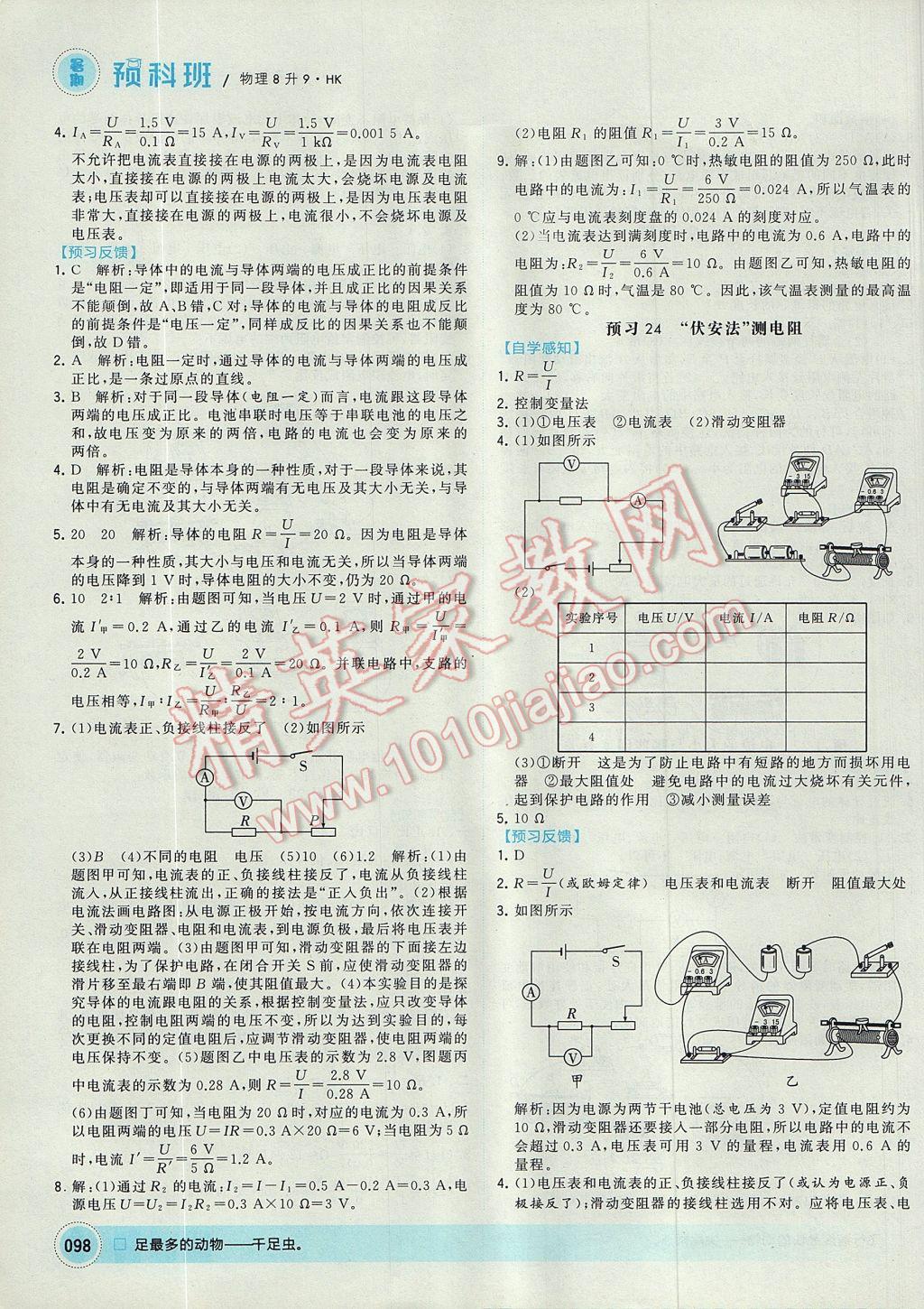 2017年經(jīng)綸學(xué)典暑期預(yù)科班8升9物理滬科版 參考答案第14頁(yè)