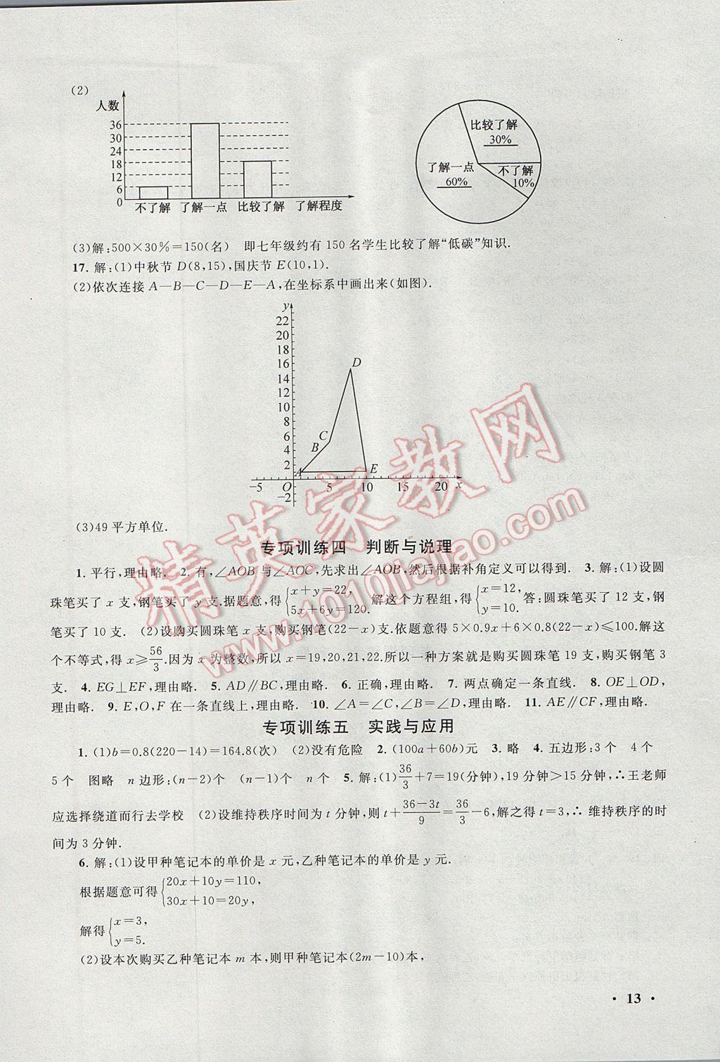 2017年暑假大串联七年级数学人教版 参考答案第13页