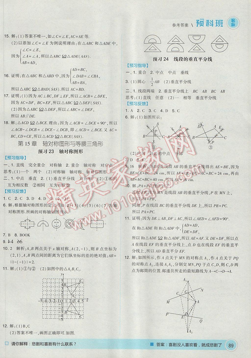 2017年經(jīng)綸學(xué)典暑期預(yù)科班7升8數(shù)學(xué)滬科版 參考答案第15頁(yè)