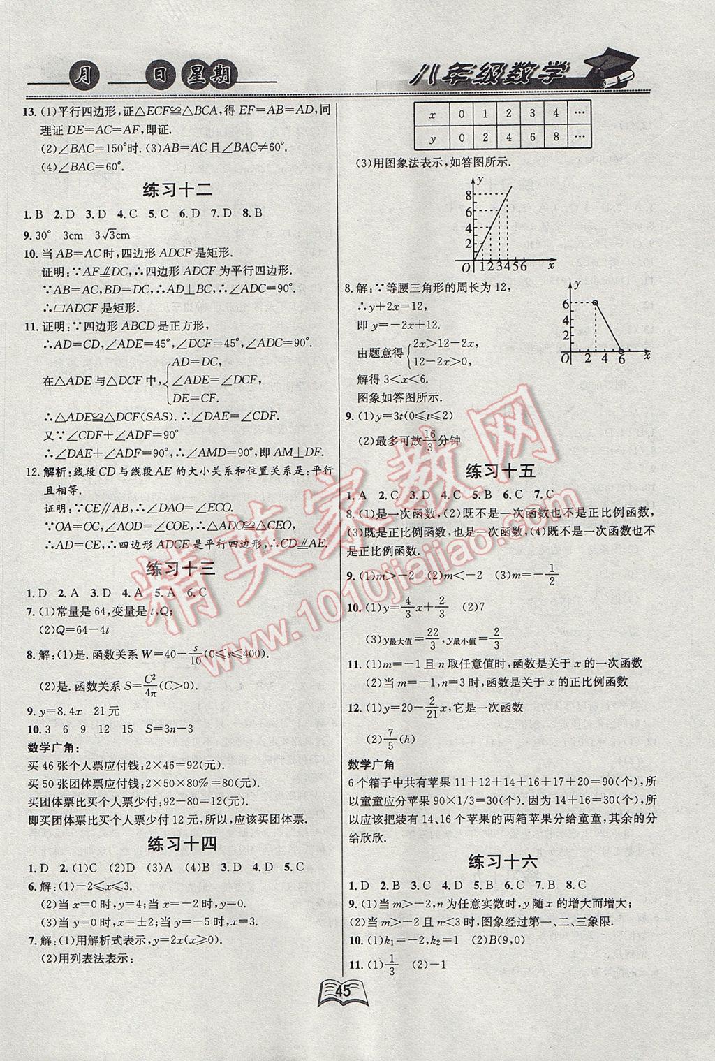 2017年优等生快乐暑假八年级数学课标版 参考答案第3页