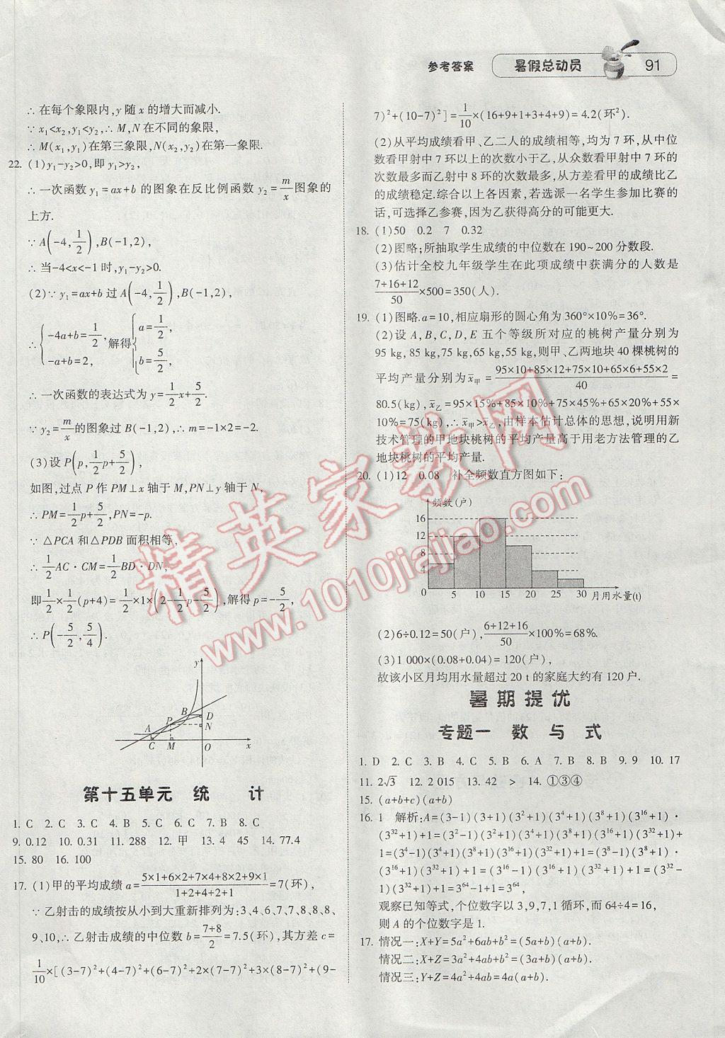 2017年暑假总动员8年级升9年级数学浙教版宁夏人民教育出版社 参考答案第11页