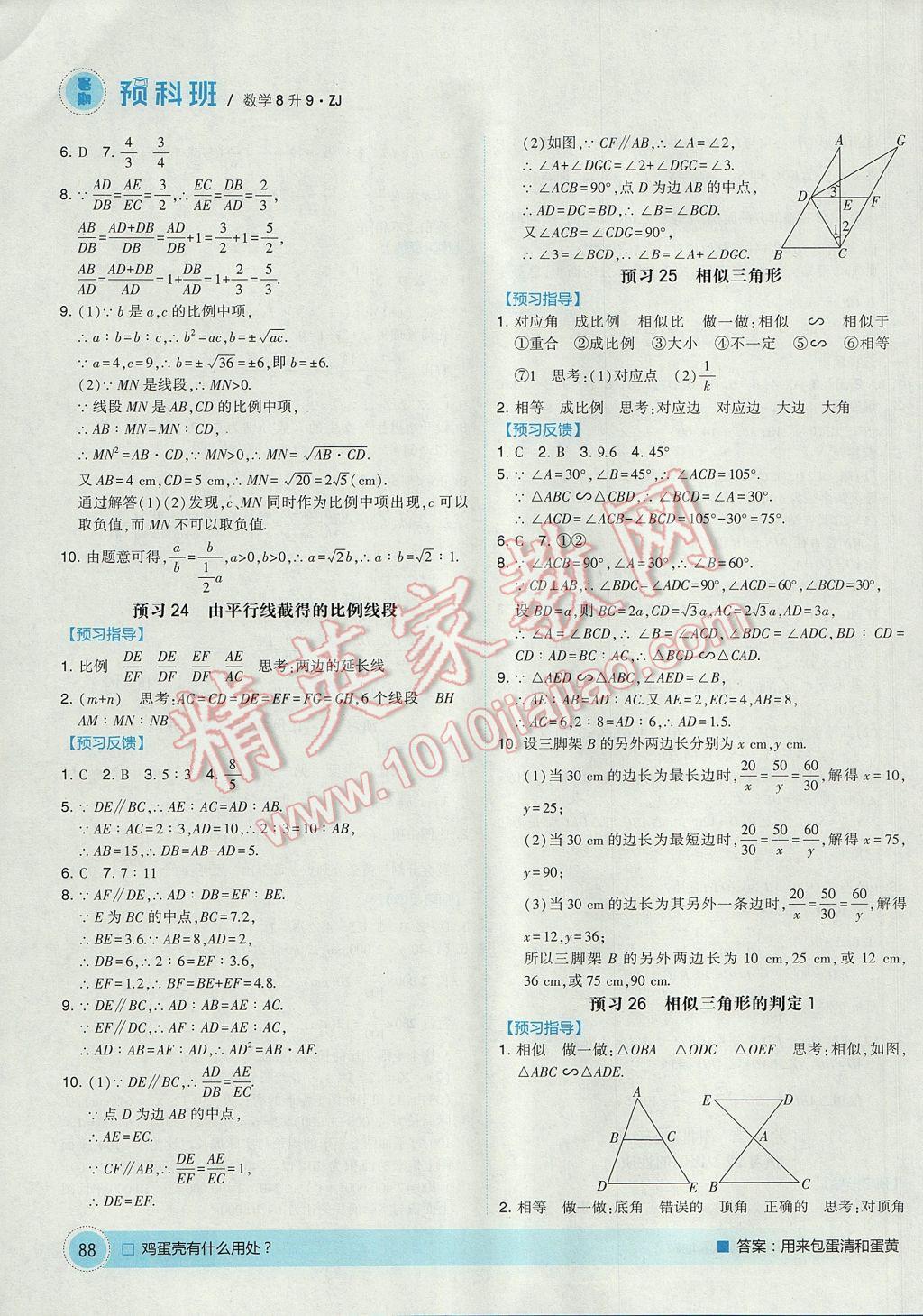 2017年經綸學典暑期預科班8升9數(shù)學浙教版 參考答案第12頁