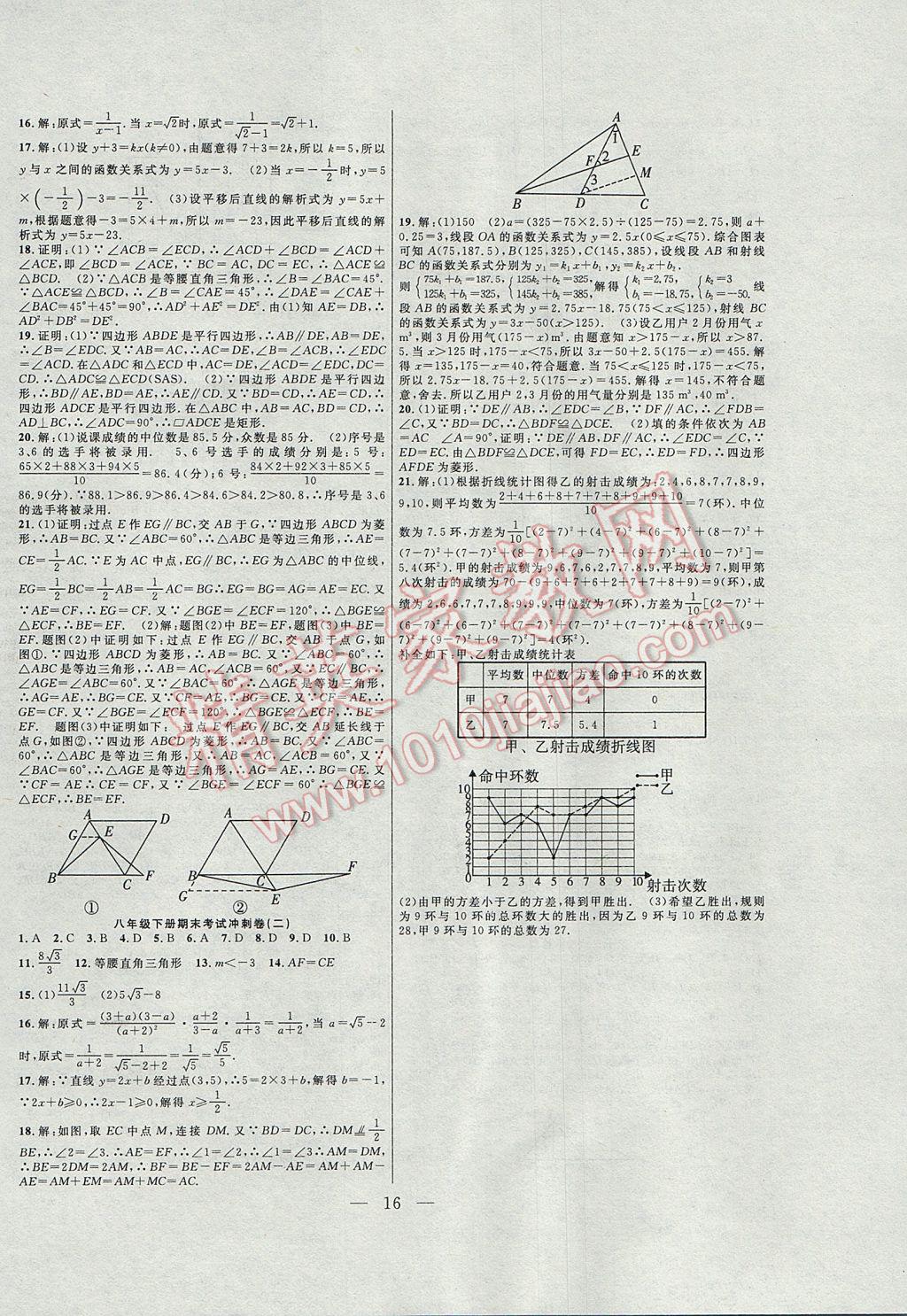 2017年暑假总动员八年级数学人教版合肥工业大学出版社 参考答案第8页