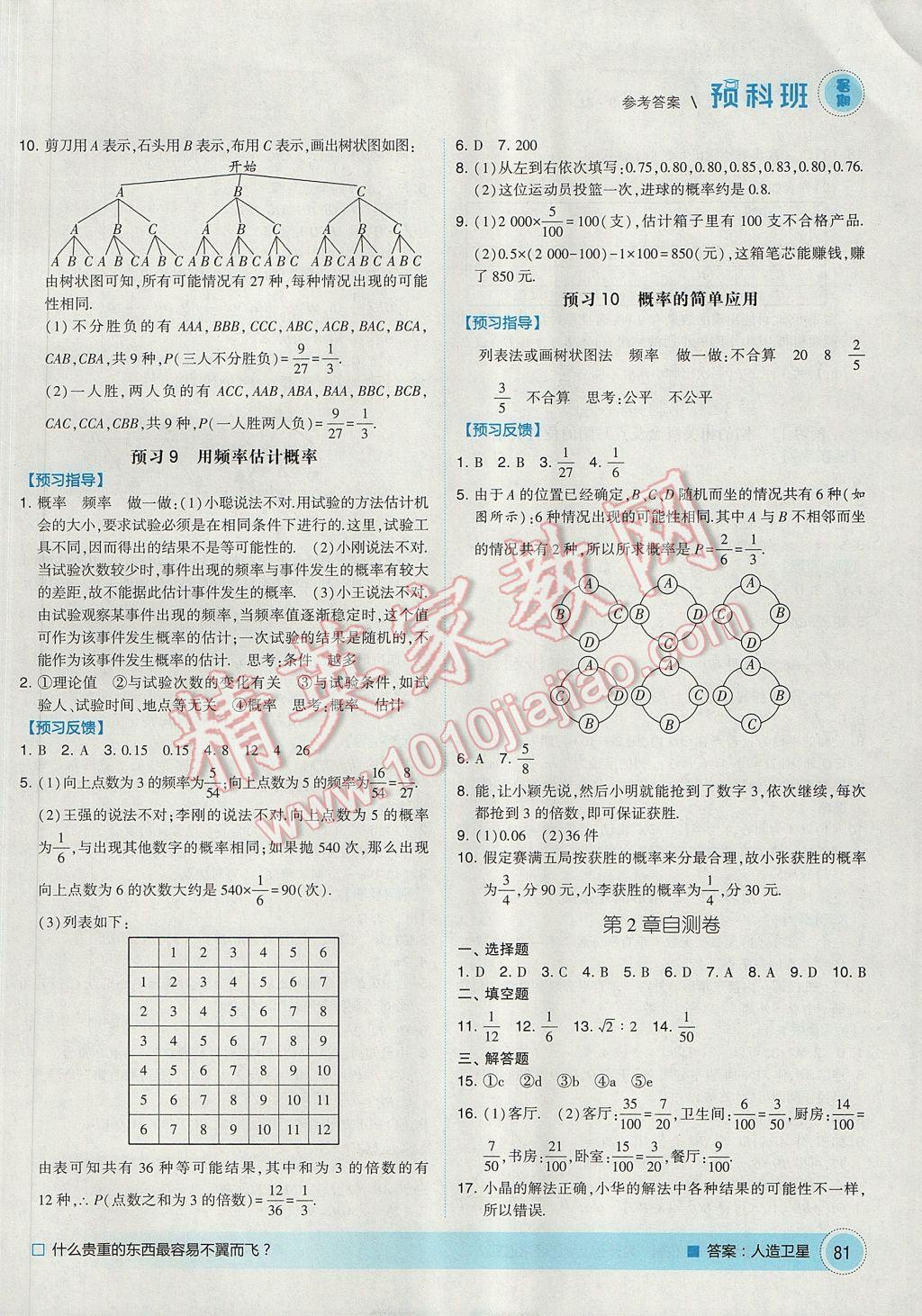 2017年經(jīng)綸學典暑期預科班8升9數(shù)學浙教版 參考答案第5頁