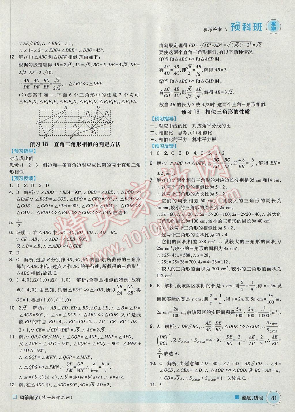 2017年經(jīng)綸學(xué)典暑期預(yù)科班8升9數(shù)學(xué)滬科版 參考答案第11頁(yè)